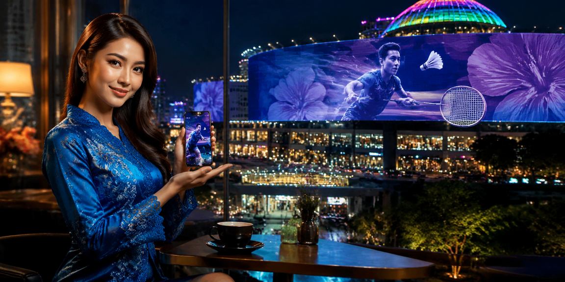 A female player in baju kurung enjoying mobile casino games in Genting Highlands, Malaysia