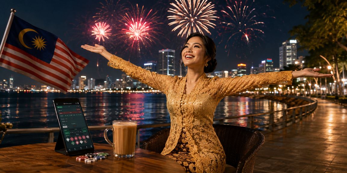 A woman in kebaya using the najib44 mobile platform in Penang